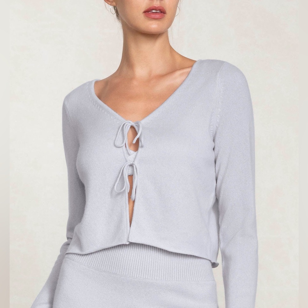 Naked Cashmere 100% Cashmere Chey Tie-Front Cardigan Lavender Pink S
